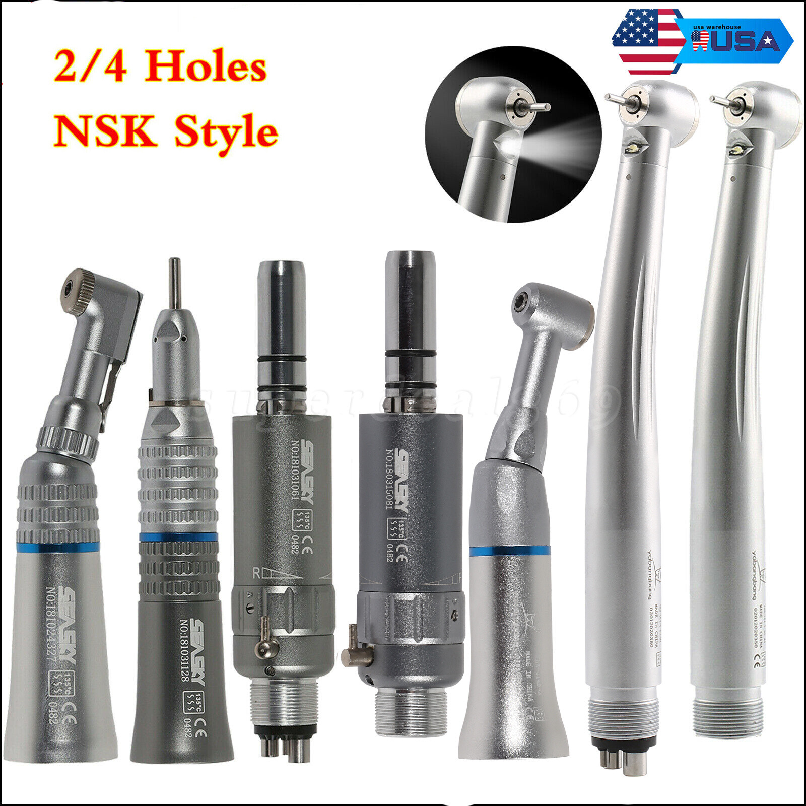 Dental E-generator LED High Fast /Slow Low Speed Handpiece 4/2Hole NSK Style OR