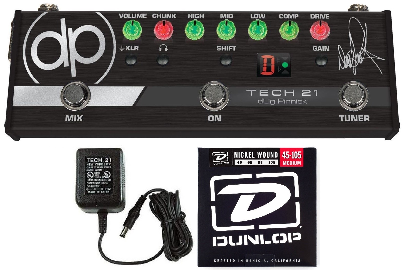 Tech 21 dUg Pinnick DP-3X Signature Bass Effects Pedal ( DUNLOP BASS STRINGS )