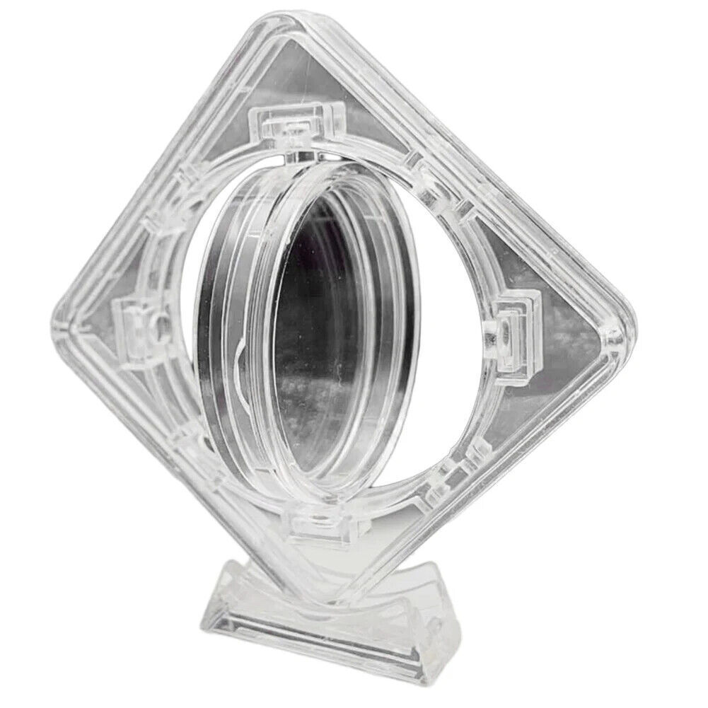 3D Coin Display Case Stand Rotatable Floating Coin Capsules Protector 40 mm 2Pcs