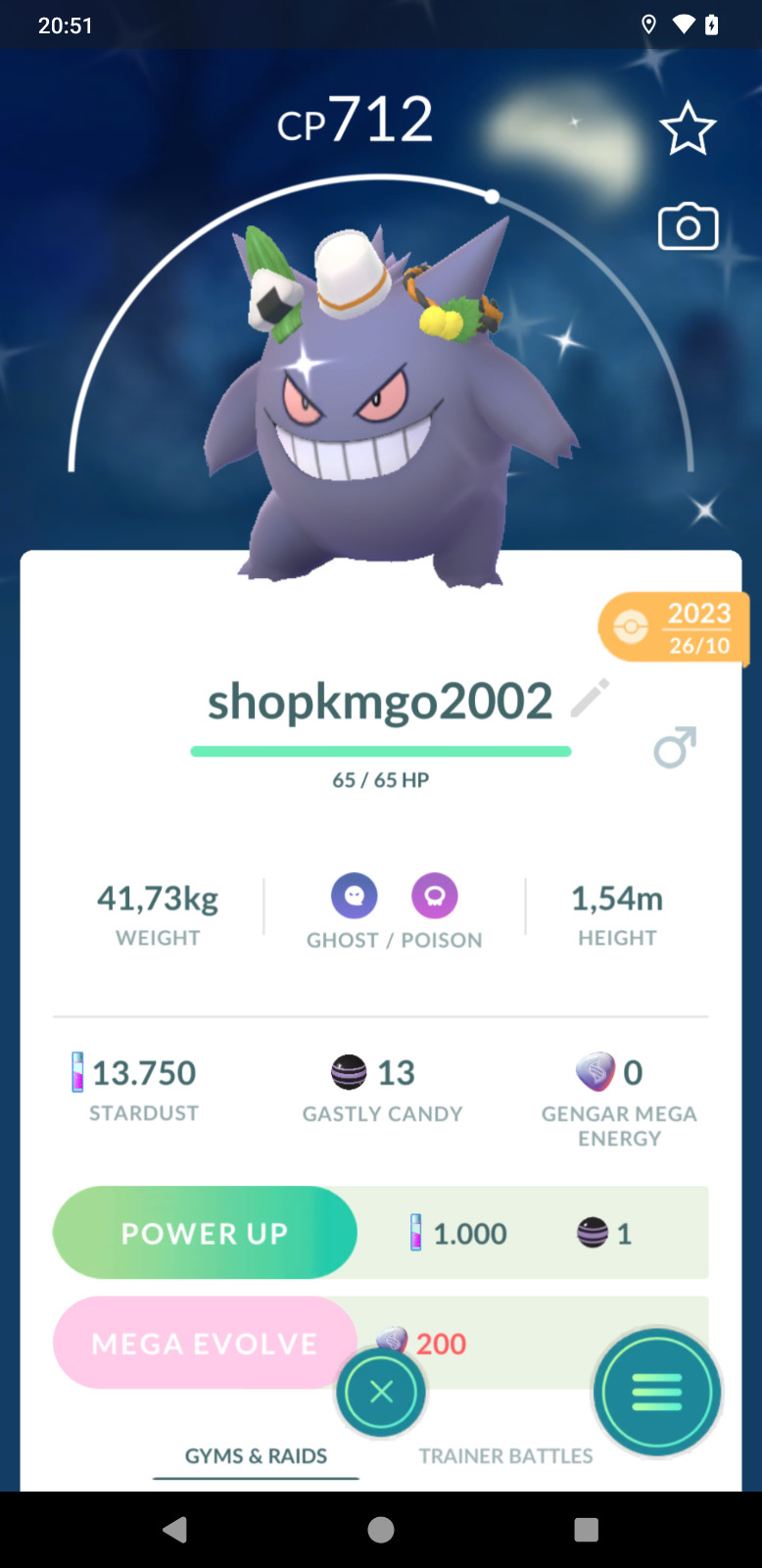 Pokémon Shiny Gengar Tricks & Treats -20k SD