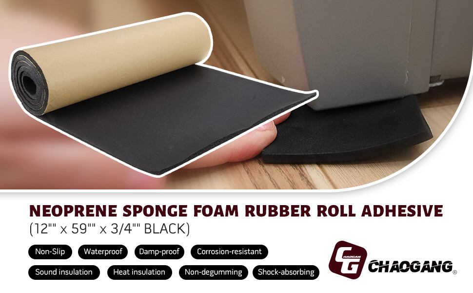 59"x12" 20MM Foam Sheet Self Adhesive Rubber Padding Neoprene Sponge Rubber Mat