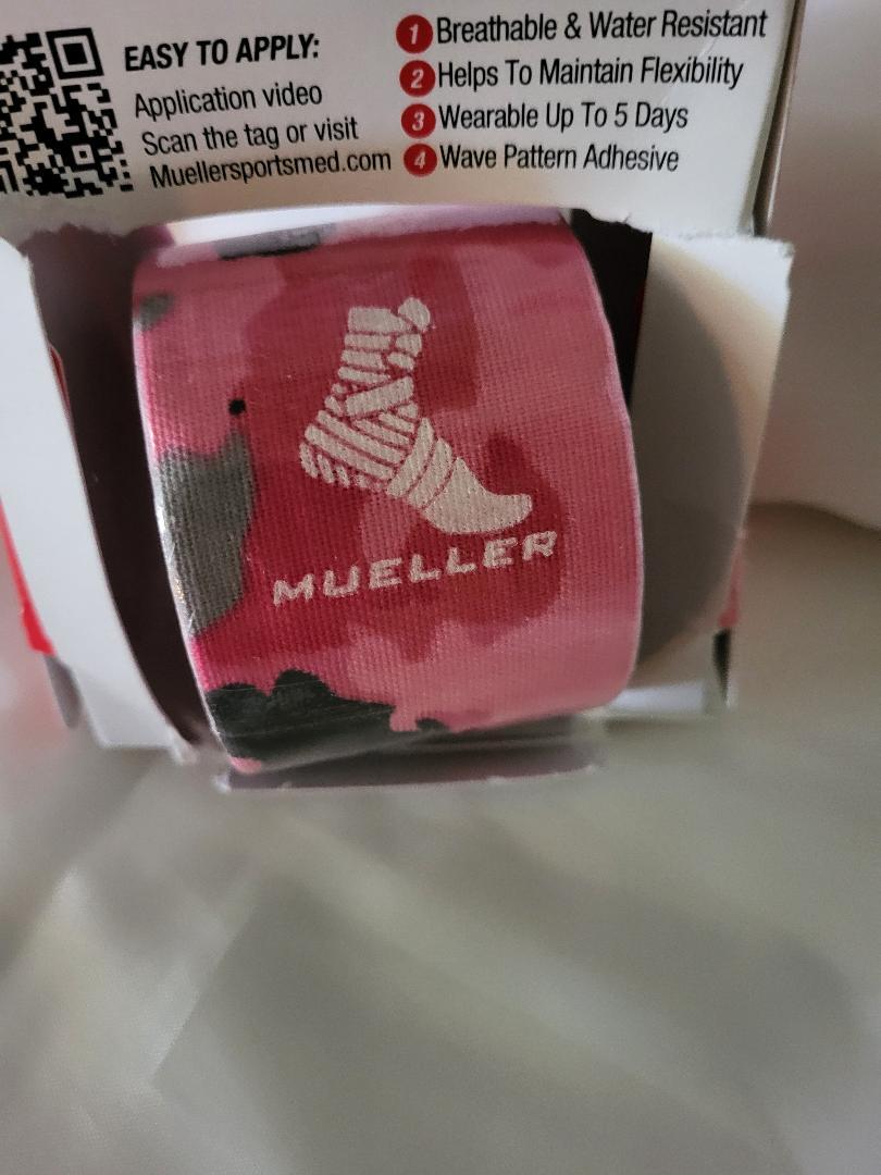 Mueller TYPHOON Kinesiology Tape, 20 Pre-Cut I-Strips Pink Camo