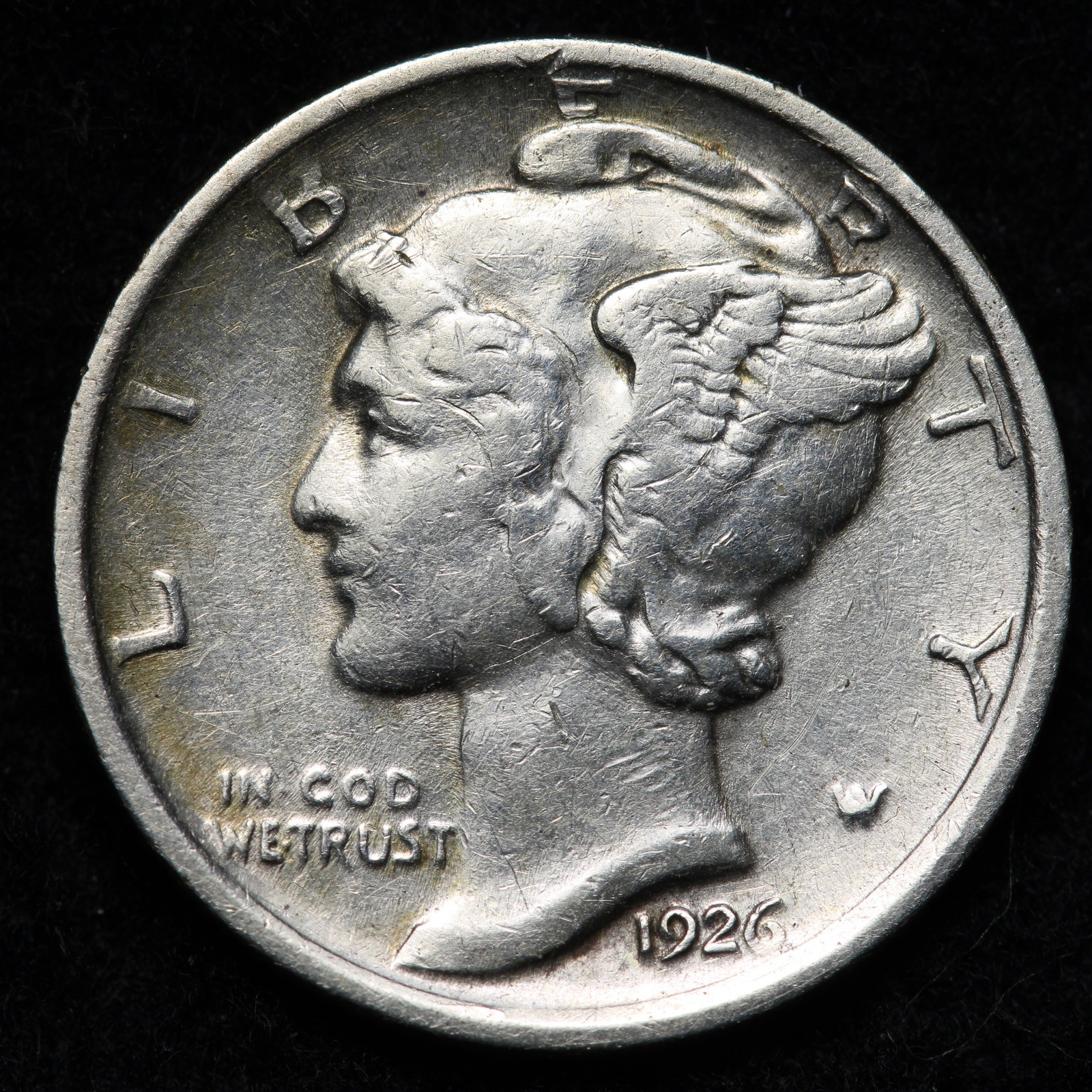 1926-D Mercury Silver Dime AU E306 DANF
