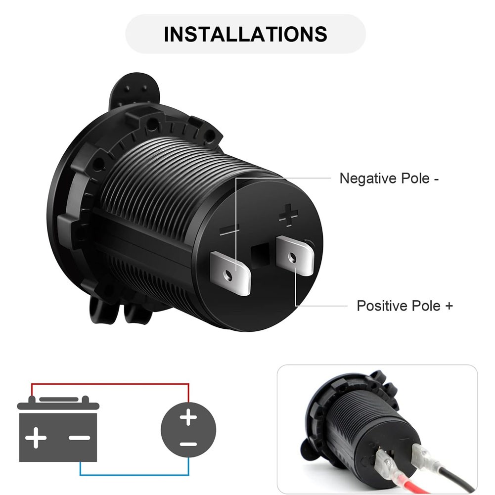 12V Car Marine Cigarette Lighter Socket with Red LED Power Oulet Socket Adapter