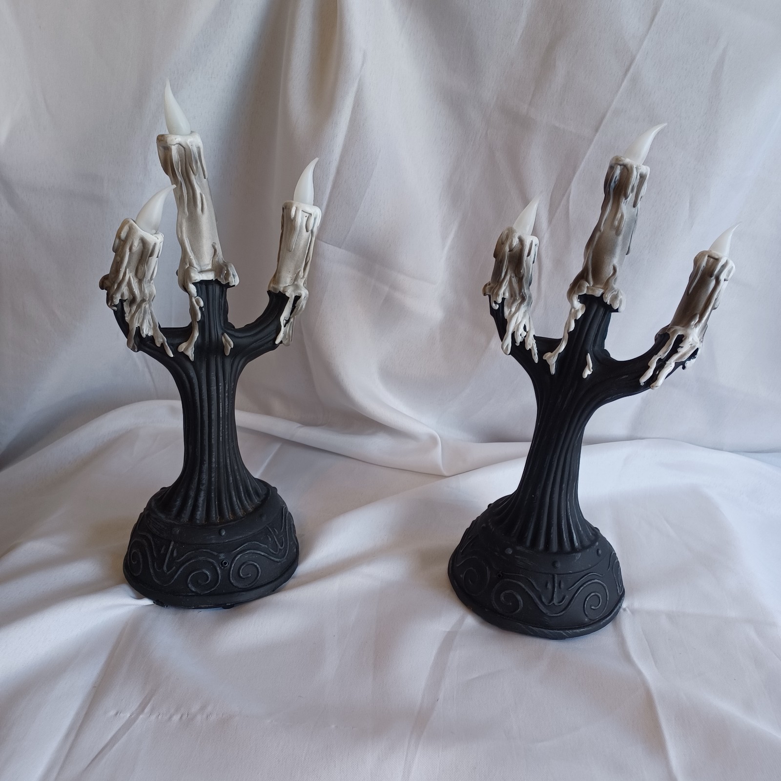 Halloween Candles ANIMATED Haunted GHOST CANDELABRA Tekky Toys Prop (x2) Tested