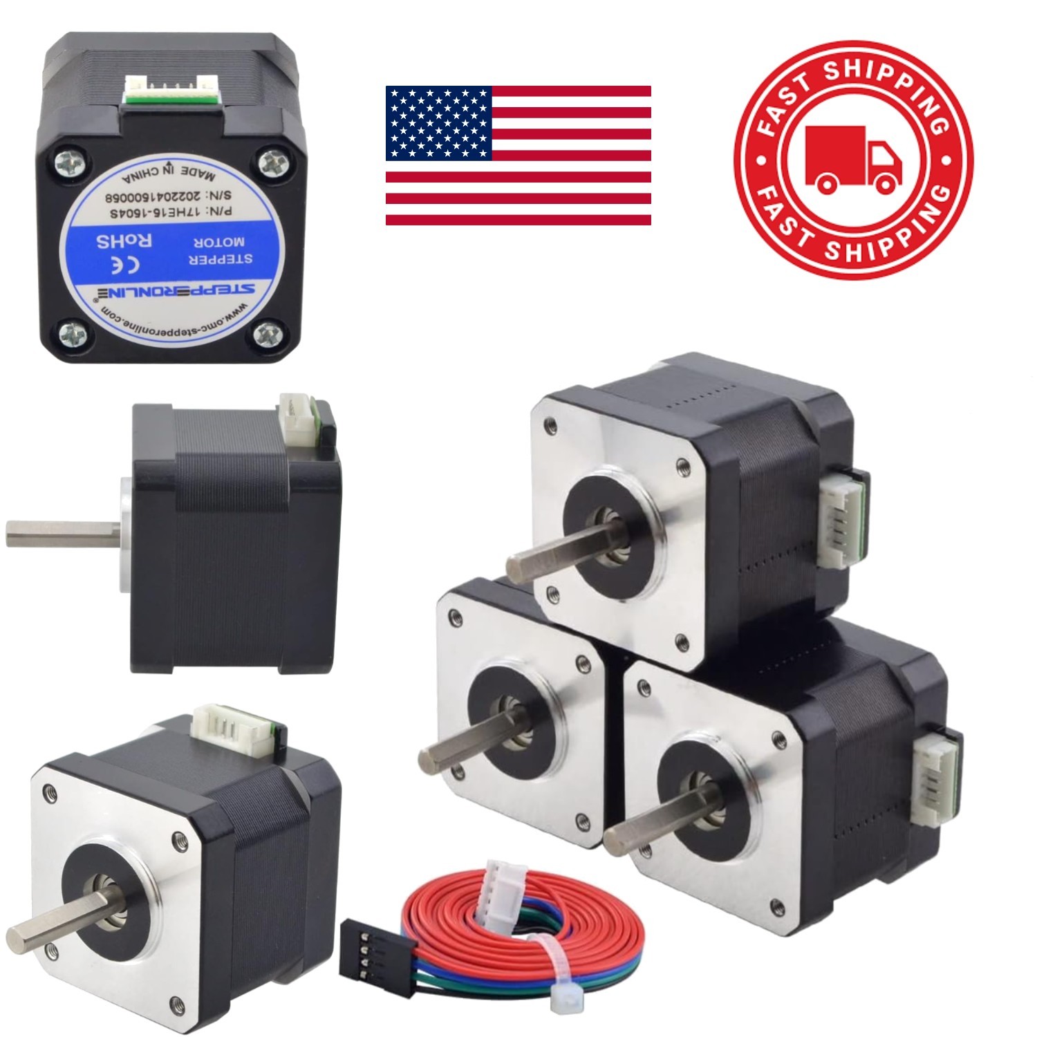 Nema 17 Bipolar Stepper Motor 42Ncm Holding Torque 1.5A 1.8 Degree 4 Wires