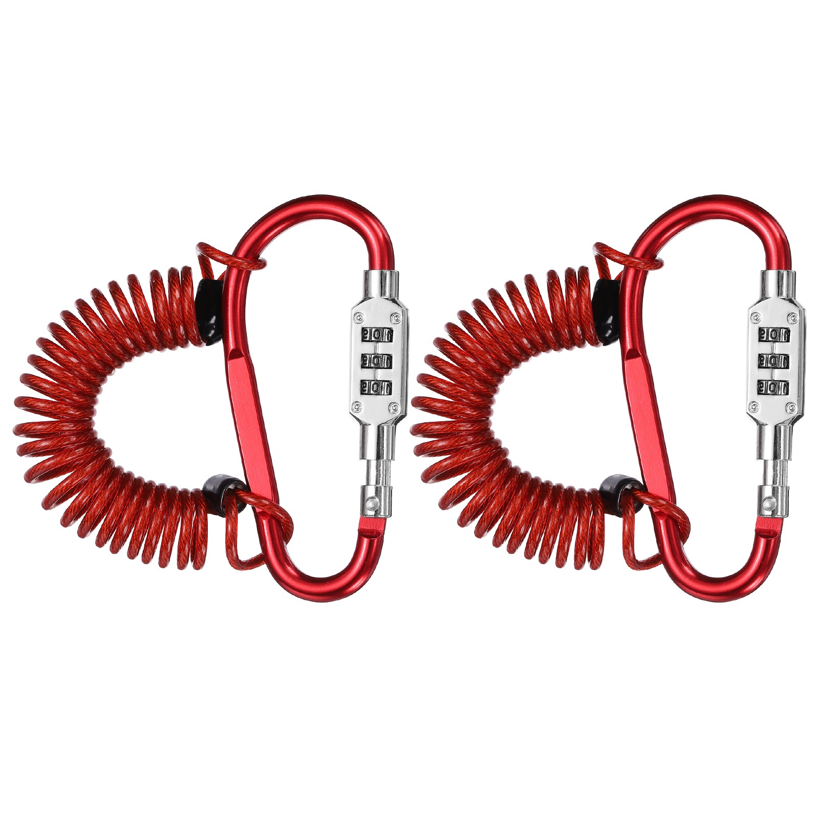 2 Set 4.9Ft Cable Lock Steel Safety Cable with 3.8" Combination Lock Red