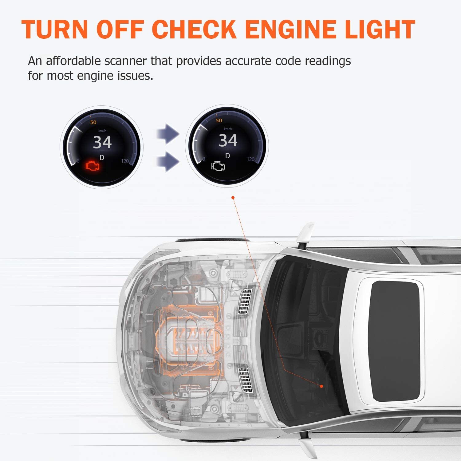 Check Engine Light Reset Tool OBD2 Diagnostic Scanner Auto Fault Code Reader OBD