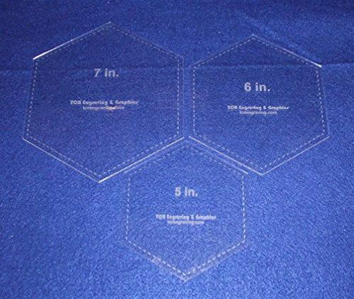 Hexagon Templates. 5", 6", 7" - Clear 1/8"