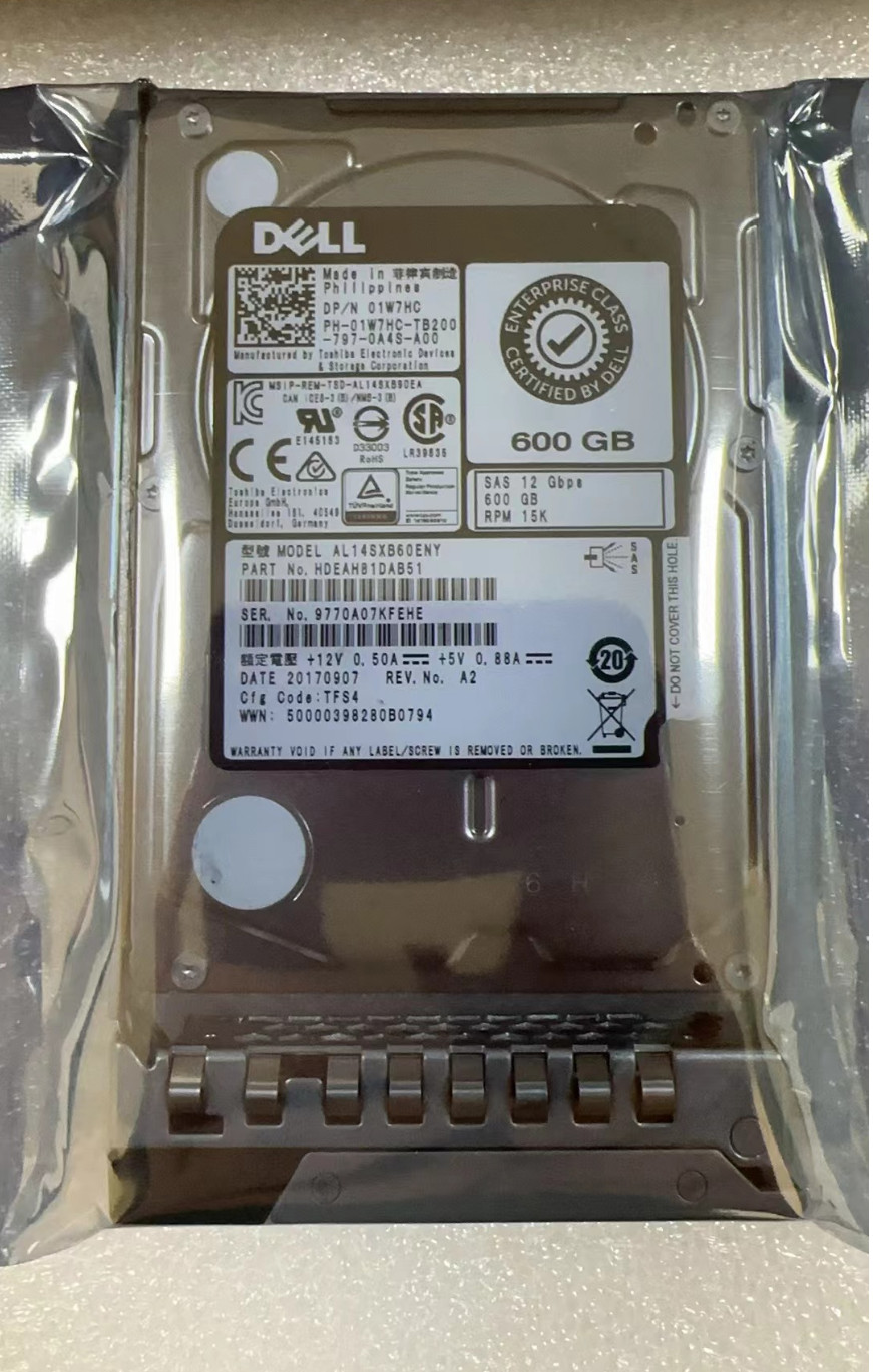 New Dell 600GB 15k RPM 2.5" Hdd AL14SXB60ENY 01W7HC 1W7HC with caddy 0 hour
