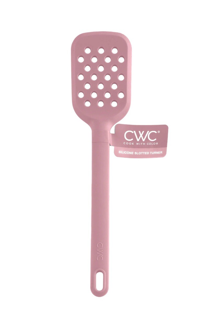 COOK WITH COLOR 11-in Silicone Slotted Turner Non-Stick 400-Degrees • Pink