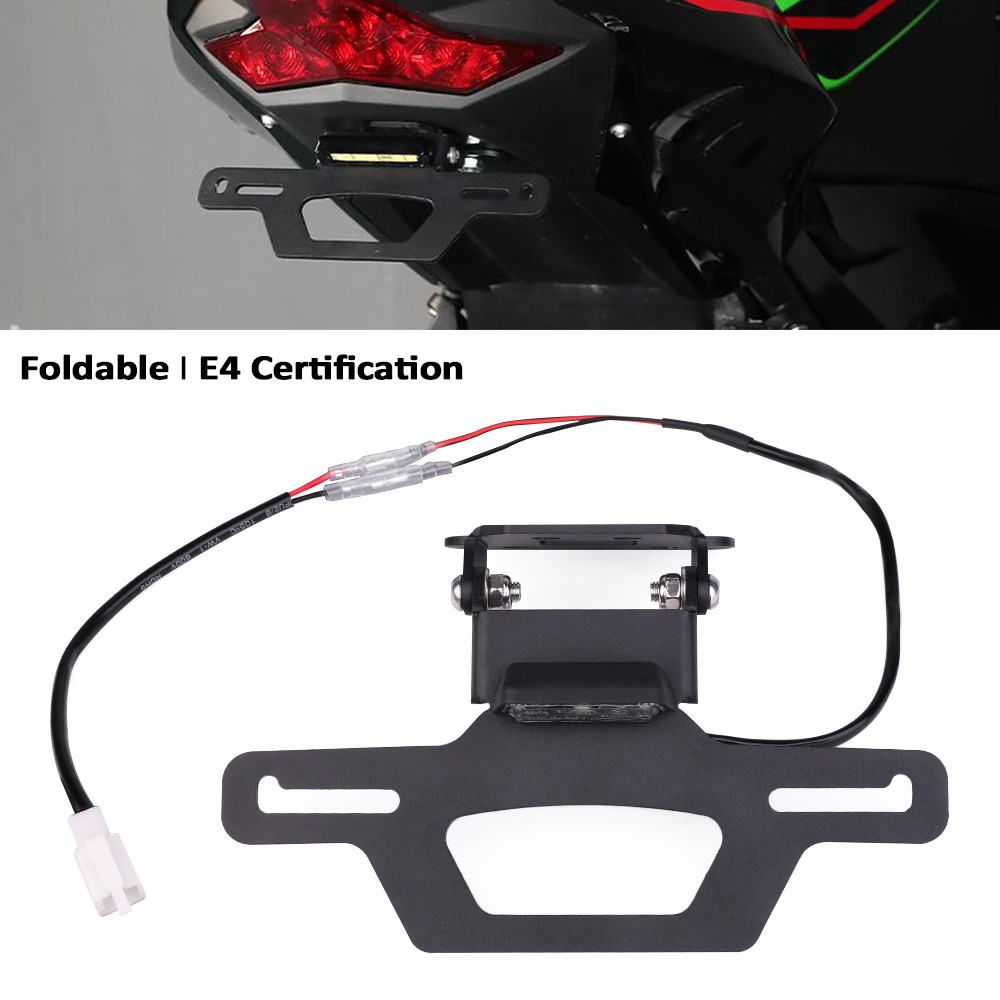 Adjustable Foldable LED Fender License Plate Holder For KAWASAKI Z250 Z300 Z400