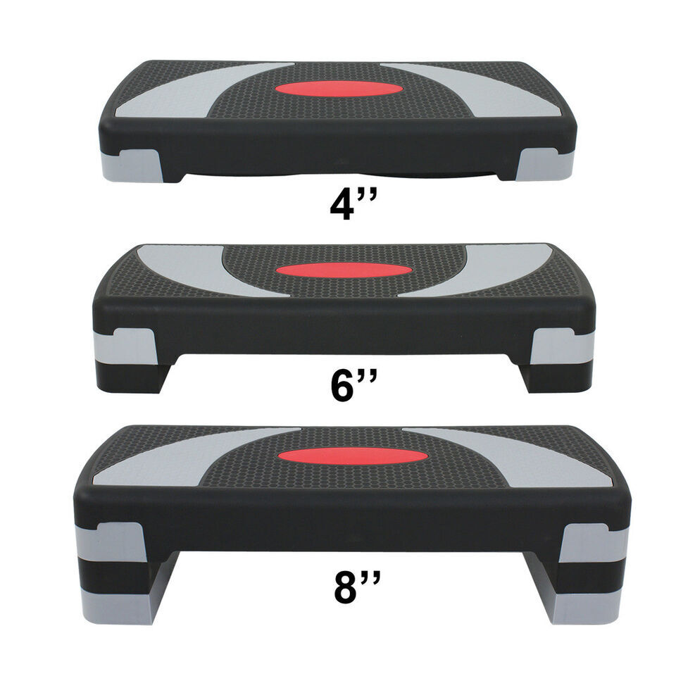 31" Aerobic Step Platform Exercise Stepper Workout Step Adjust w/4 Riser 3 Color