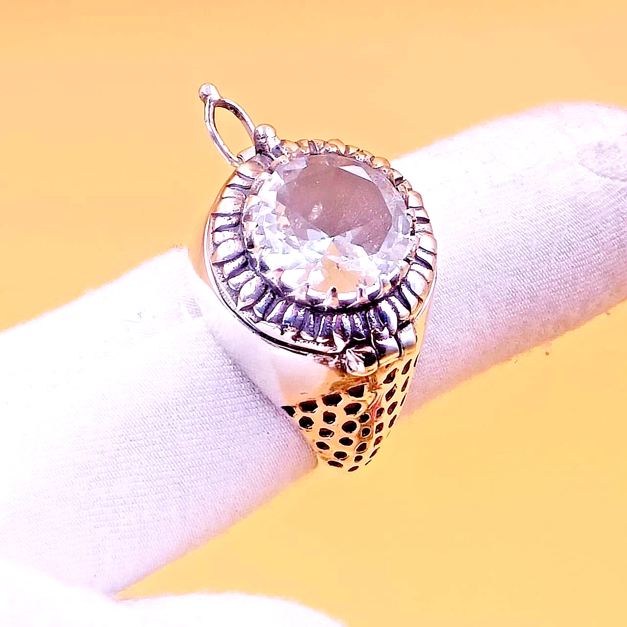 Handmde White Topaz Poison Ring | Handmade 925 Sterling Silver Box Ring