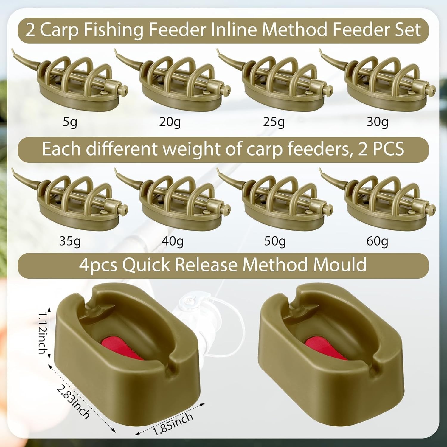 Carp Fishing Method Feeder Set Inline Method Feeders with Quick