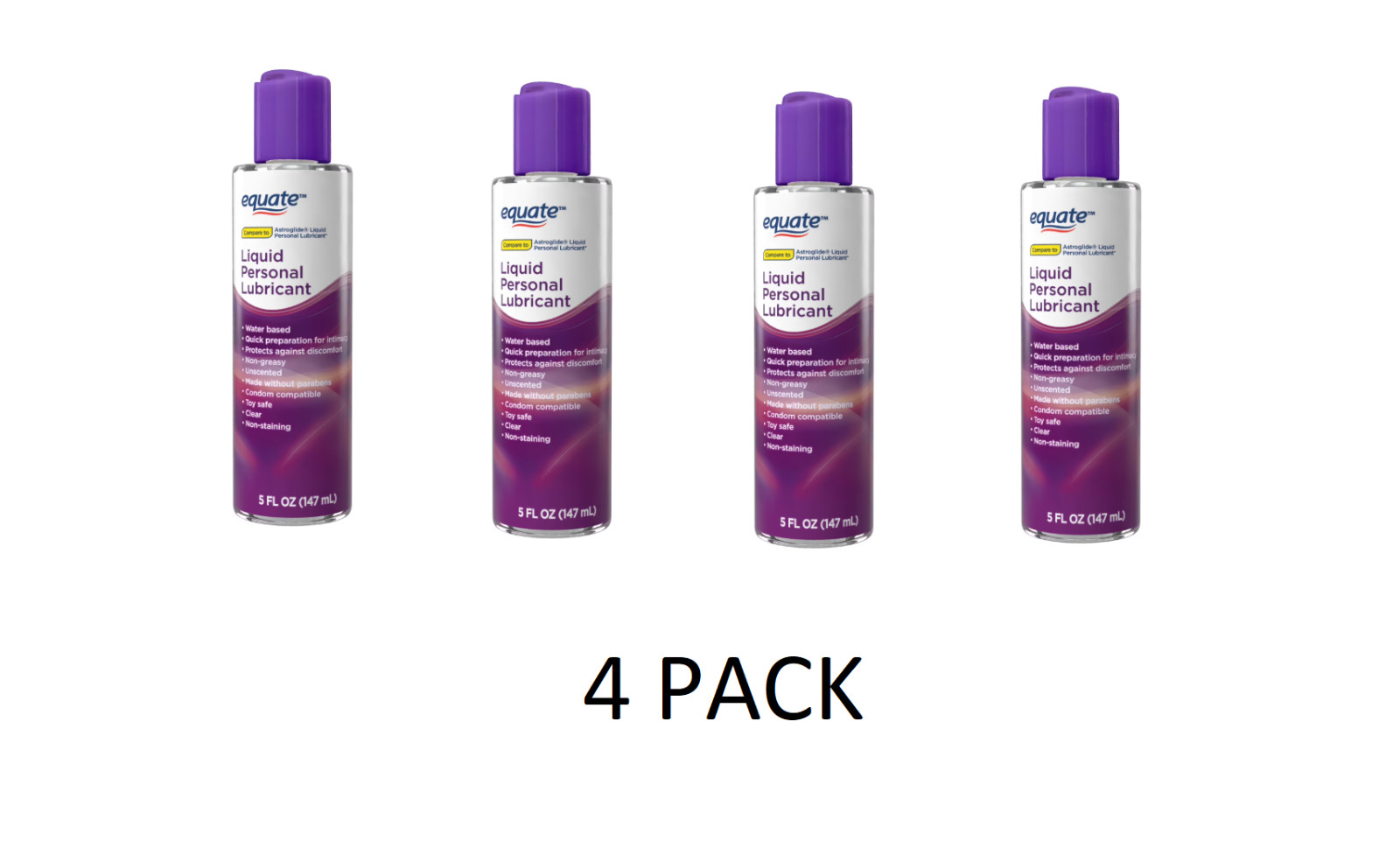 4 PACK Equate Water Based Personal Lubricant Liquid, 5 oz Free Shipping