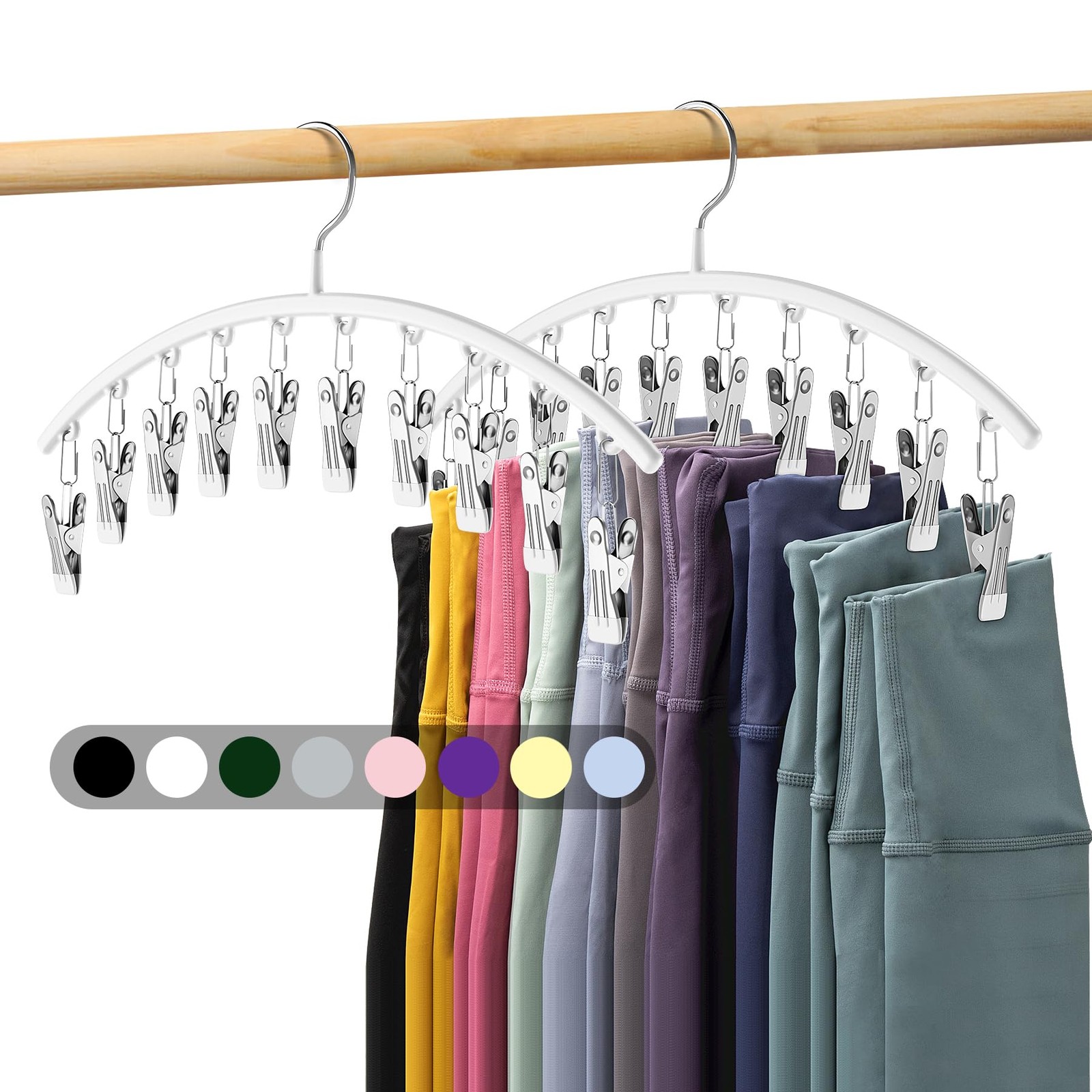 Legging Organizer for Closet, Metal Yoga Pants Hanger w/Rubber Coated 2 Pack ...