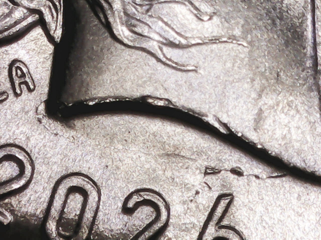 1776-2026-P Dime Die Crack/Chips Obverse