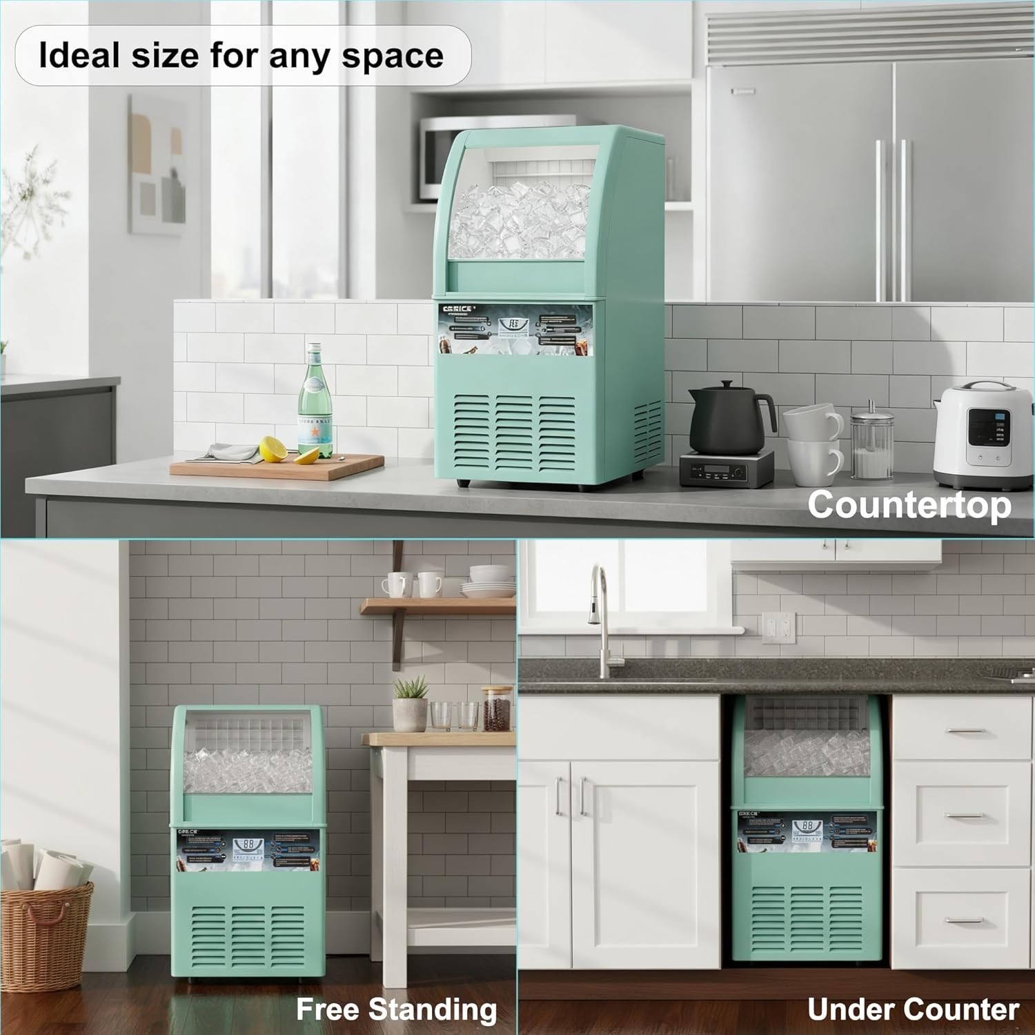 Commercial Ice Maker Machine, 100lbs/24H Ice Machine with 20lbs Storage Bin, ...