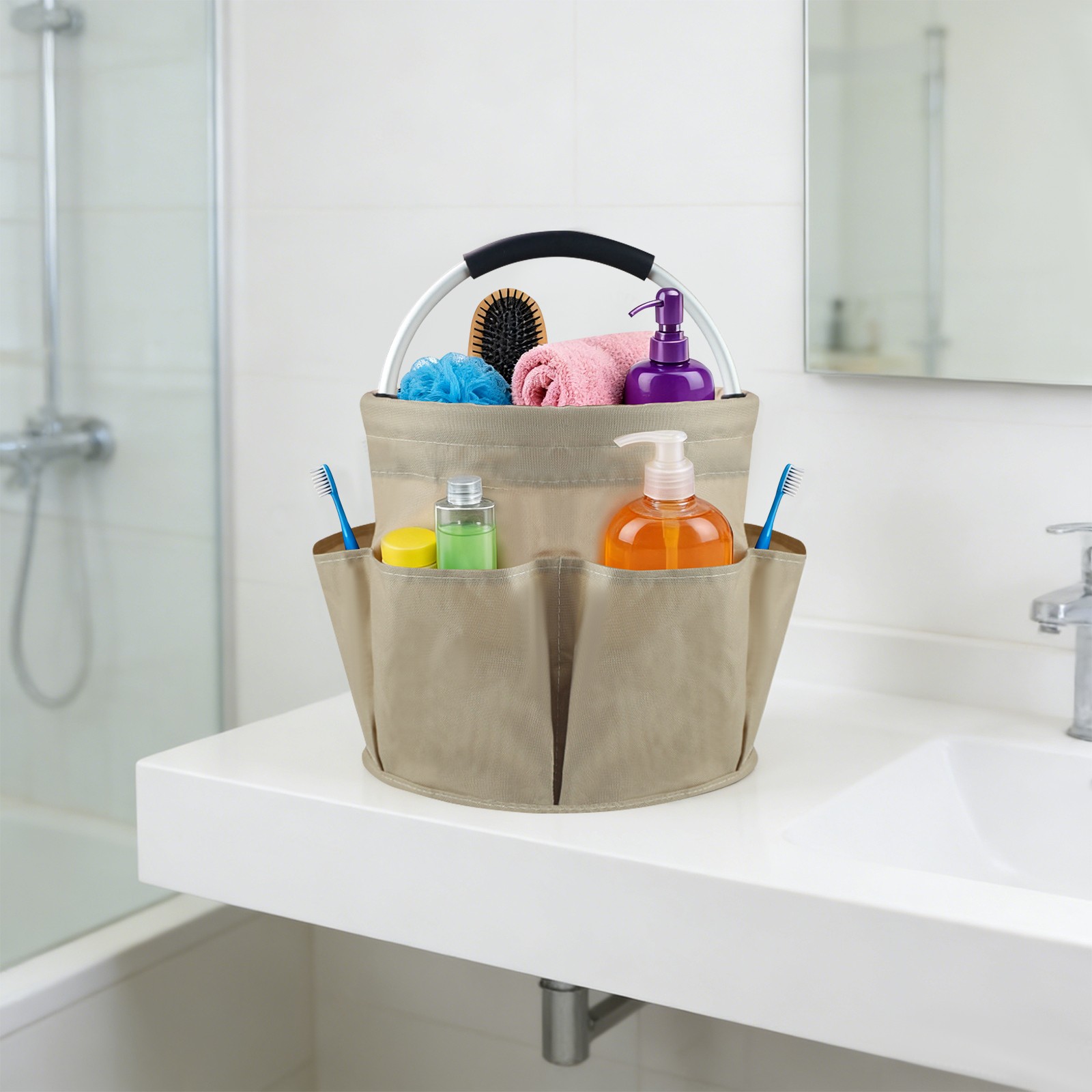 Foldable Cleaning Caddy, Portable Beach Basket, Multifunctional Storage Basket -