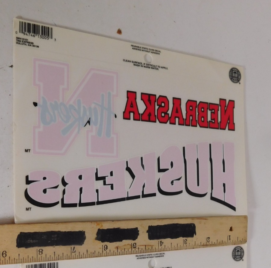 Nebraska Huskers NCAA Reverse Cling Stickers 2pc lot NOS