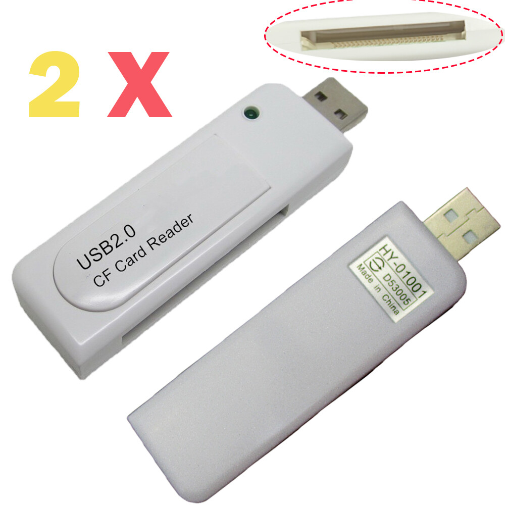 New USB 2.0 Compact Flash CF Memory Card Reader White 2pcs US