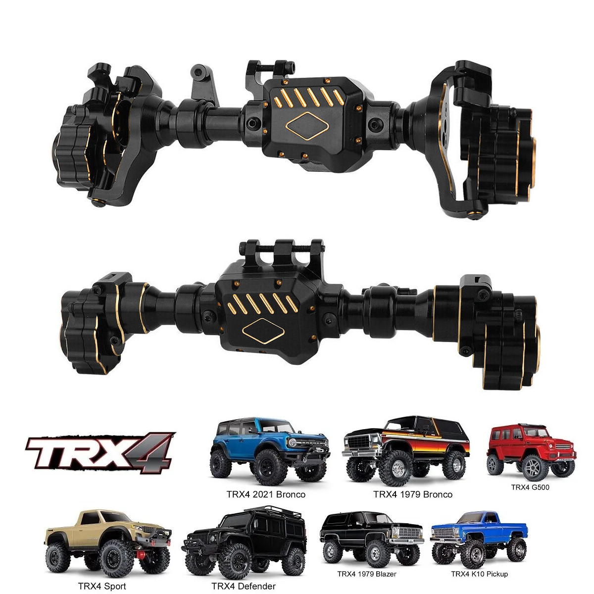 CNC Aluminum+ Brass Portal Axles Housing For 1/10 RC Crawler Traxxas TRX4 TRX-4