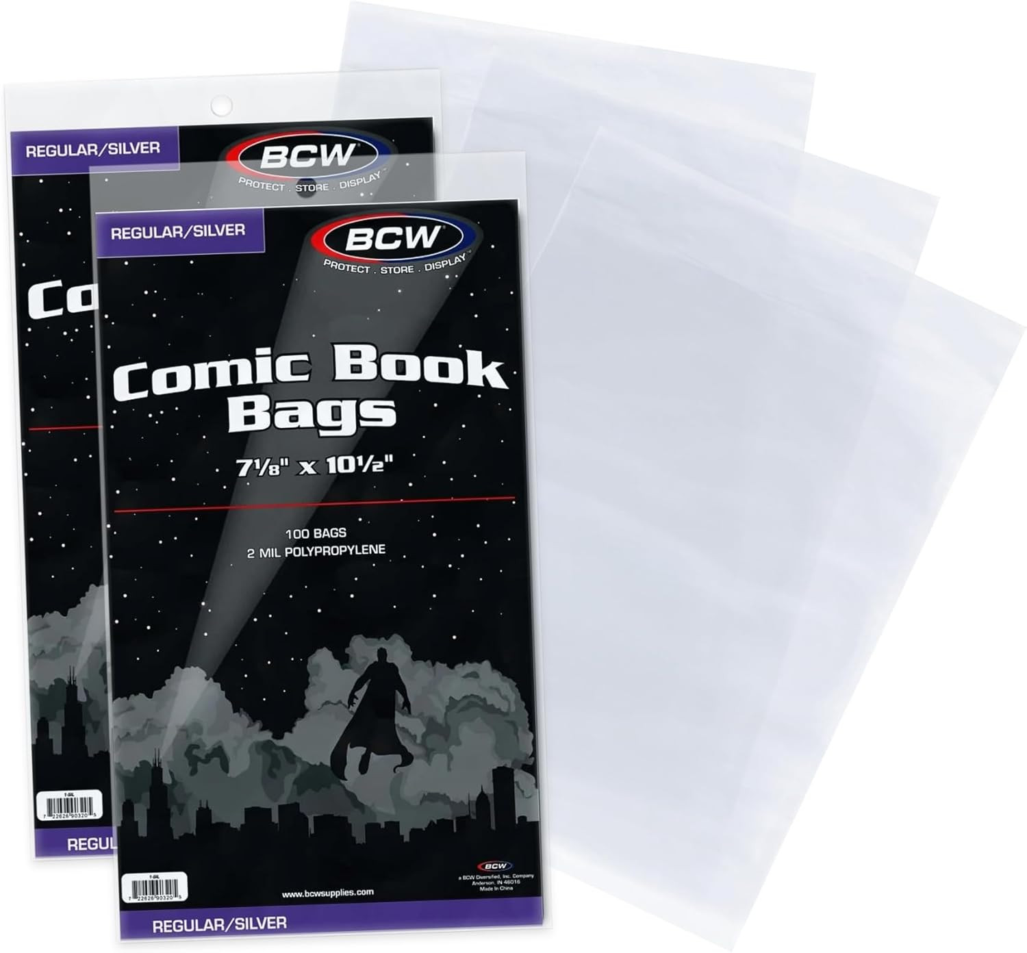 BCW Silver Age Comic Bags (200 Pack) – Acid-Free Archival Comic Book Bags for Si