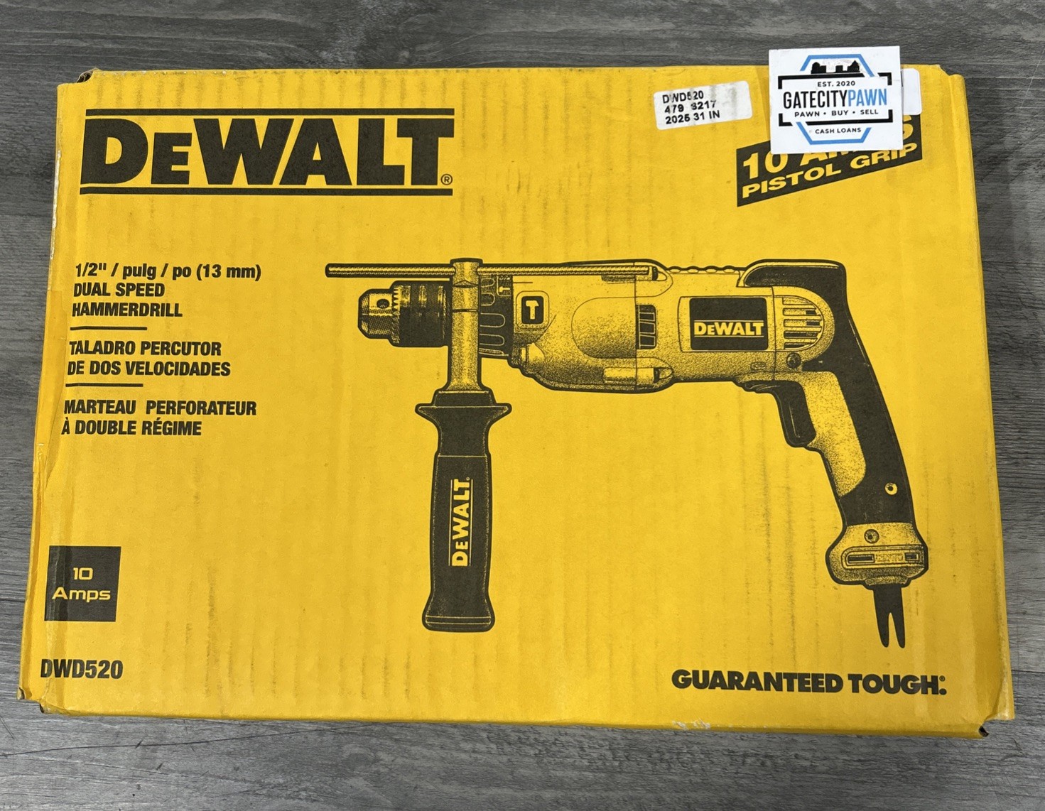DEWALT DWD520 1/2" VSR Pistol Grip Hammer Drill