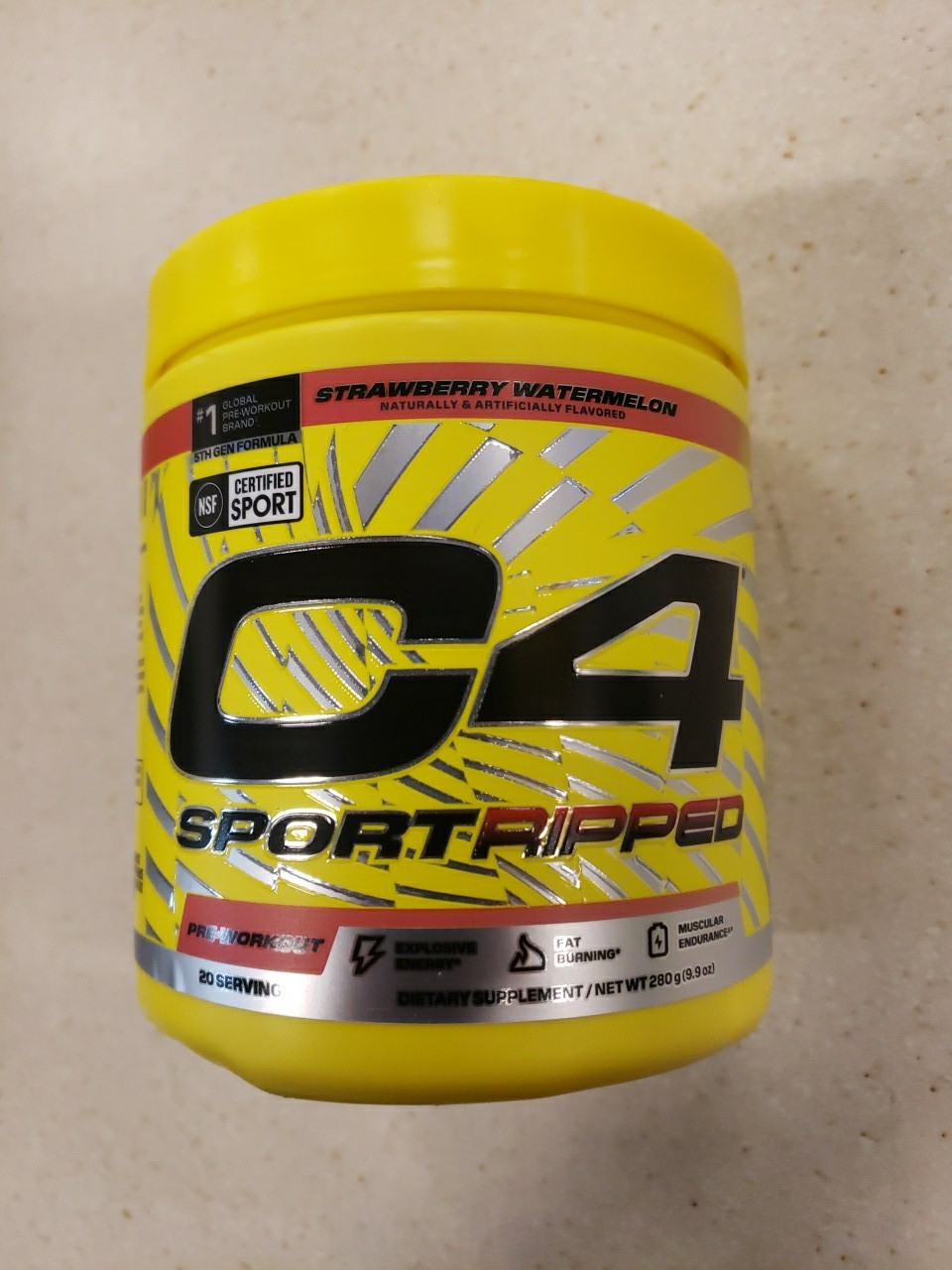 C4 Sport Ripped Strawberry Watermelon Pre-Workout Powder 9.9oz. Exp 11/27