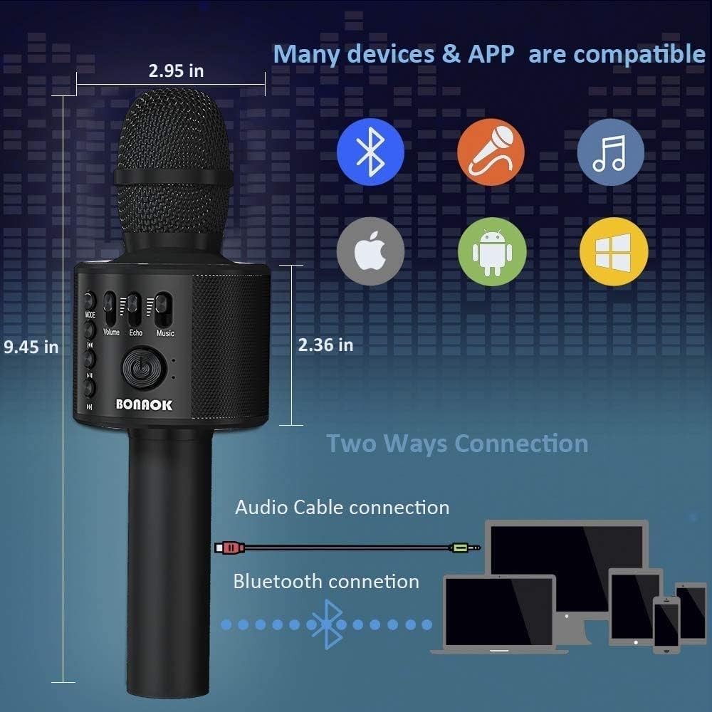 Portable Bluetooth Karaoke Microphone with Volume Control - Ideal Gift for All