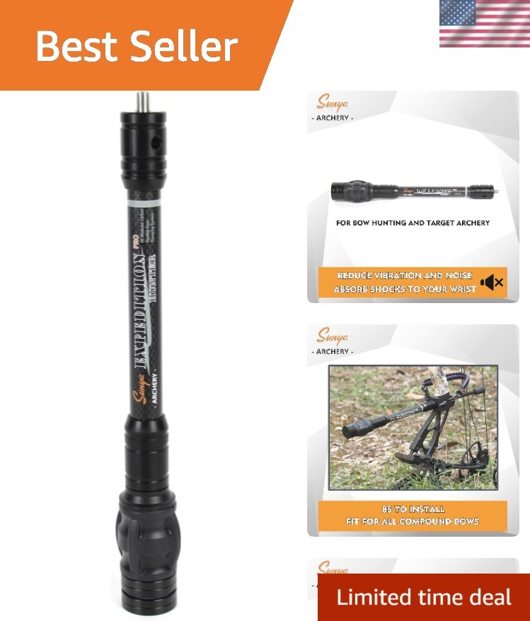 Archery Bow Stabilizer for Compound Bow, Carbon Fiber Body Flexible Core, Dam...