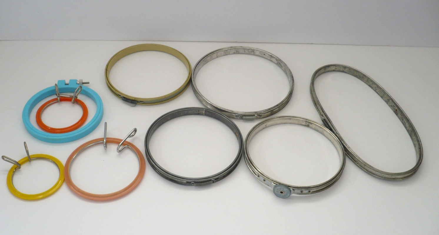 Assorted Vintage Embroidery Hoops Metal & Plastic Total of 9