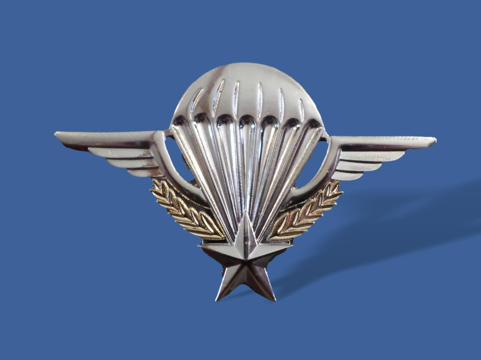 FRENCH MILITARY JUMP WINGS BADGE PARATROOPER 2 7/8" DOUBLE POST METAL PIN