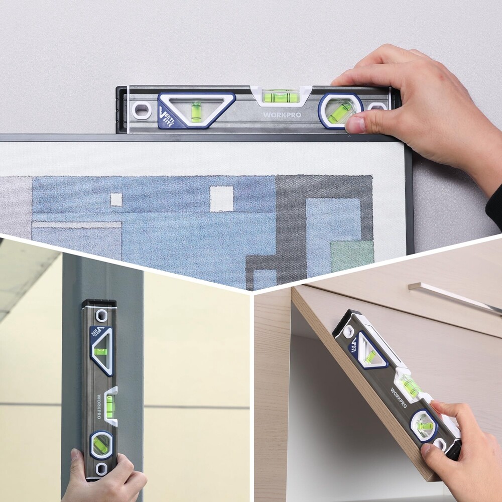 WORKPRO 10 Inch Torpedo Level Small leveler tool 3 Different Bubble 45°/90°/180°