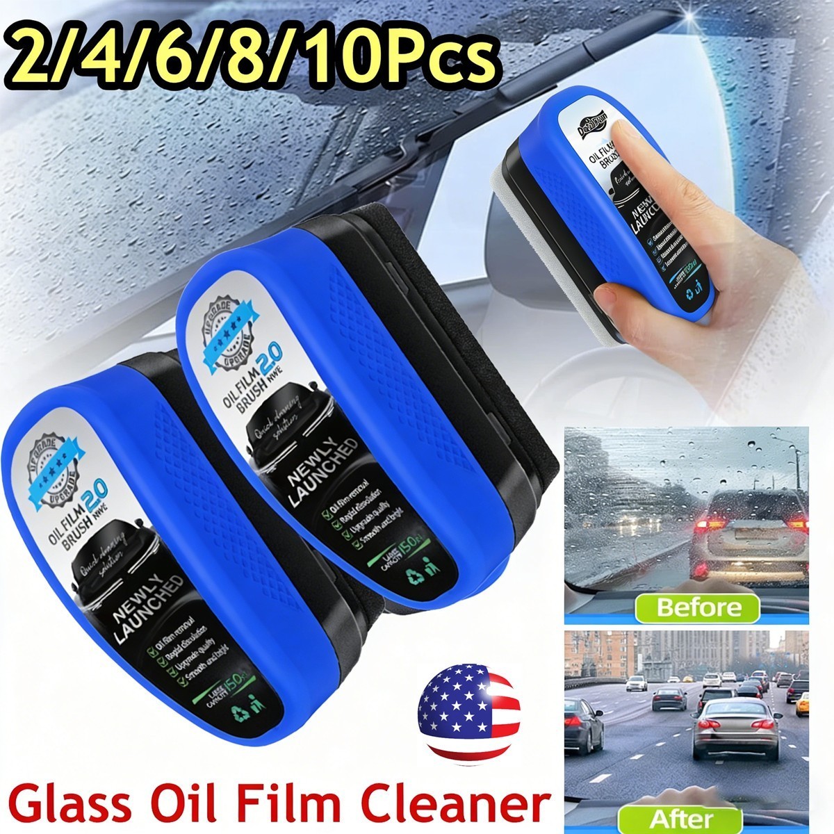 2Pcs Car Window Windscreen Glass Oil Film Automotive Clean Brush Remover Cleaner