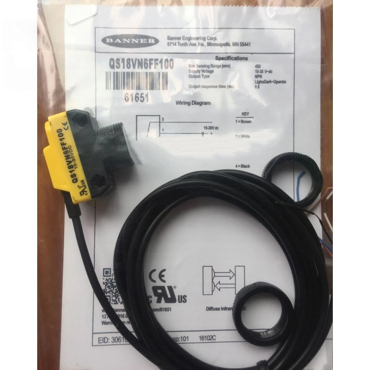Banner QS18VN6FF100 Photoelectric sensor switches brand new free shipping