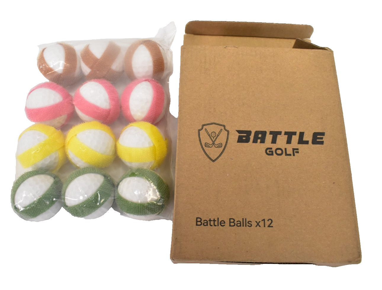 Battle Golf Battle Balls 12 Pack Assorted Pack Multicolor Hook & Loop Straps