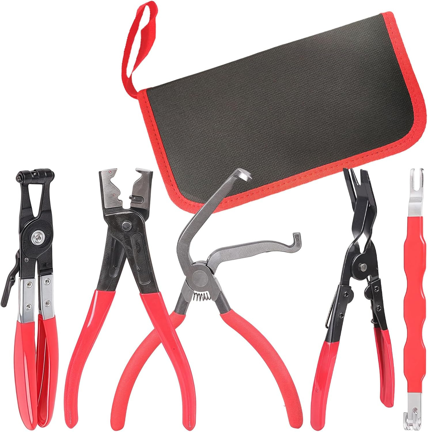 5 Piece Automotive Electrical Disconnect Pliers Kit, Professional Hose Clamp Pli