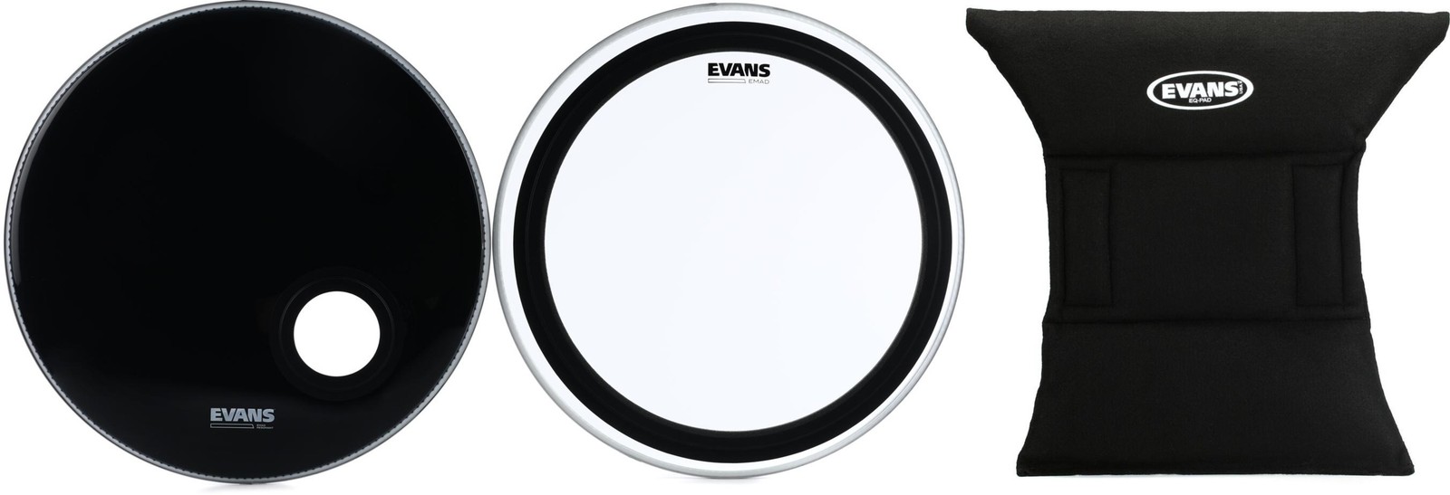 Evans EMAD Bass Drum System Bundle - 22 inch + Evans EQPAD Value Bundle