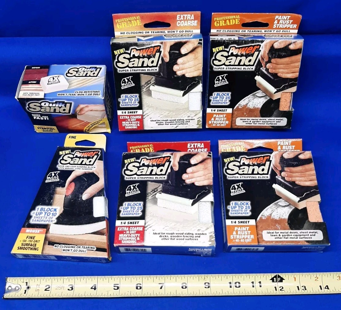 Lot Of 6 Power Sand Super Stripping BLOCK Paint & Rust Stripper  Sanding Pads