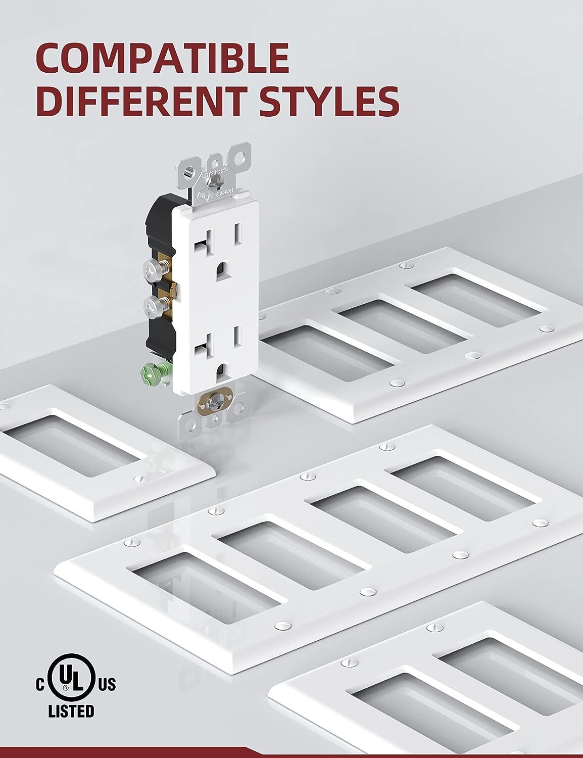Aida Decorative Receptacle Outlet 20Amp 125V 3-Wire Self Grounding (10 PACK)
