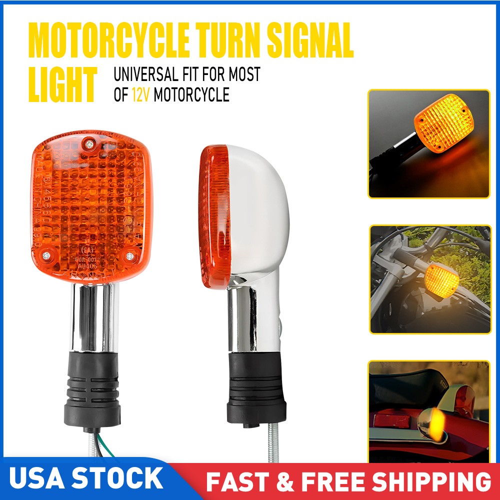 2x Universal Motorcycle LED Amber Turn Bike Signal Indicators Blinker Light Kit