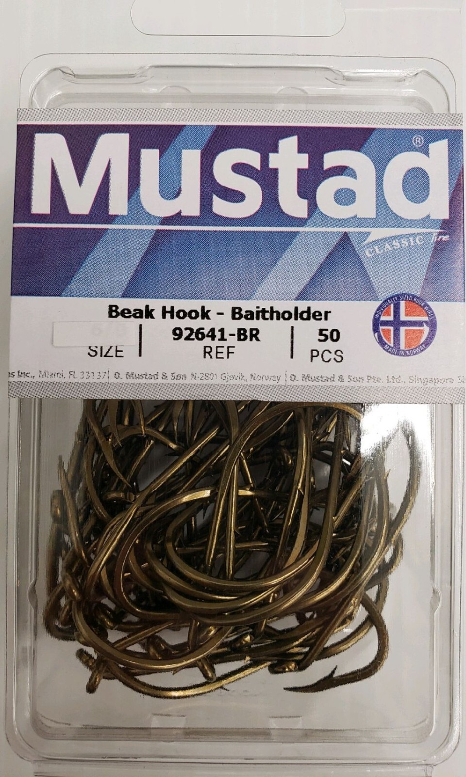 Mustad Classic Beak Hook Forged Offset Down Eye Bronze  92641-BR CHOOSE SIZE QTY