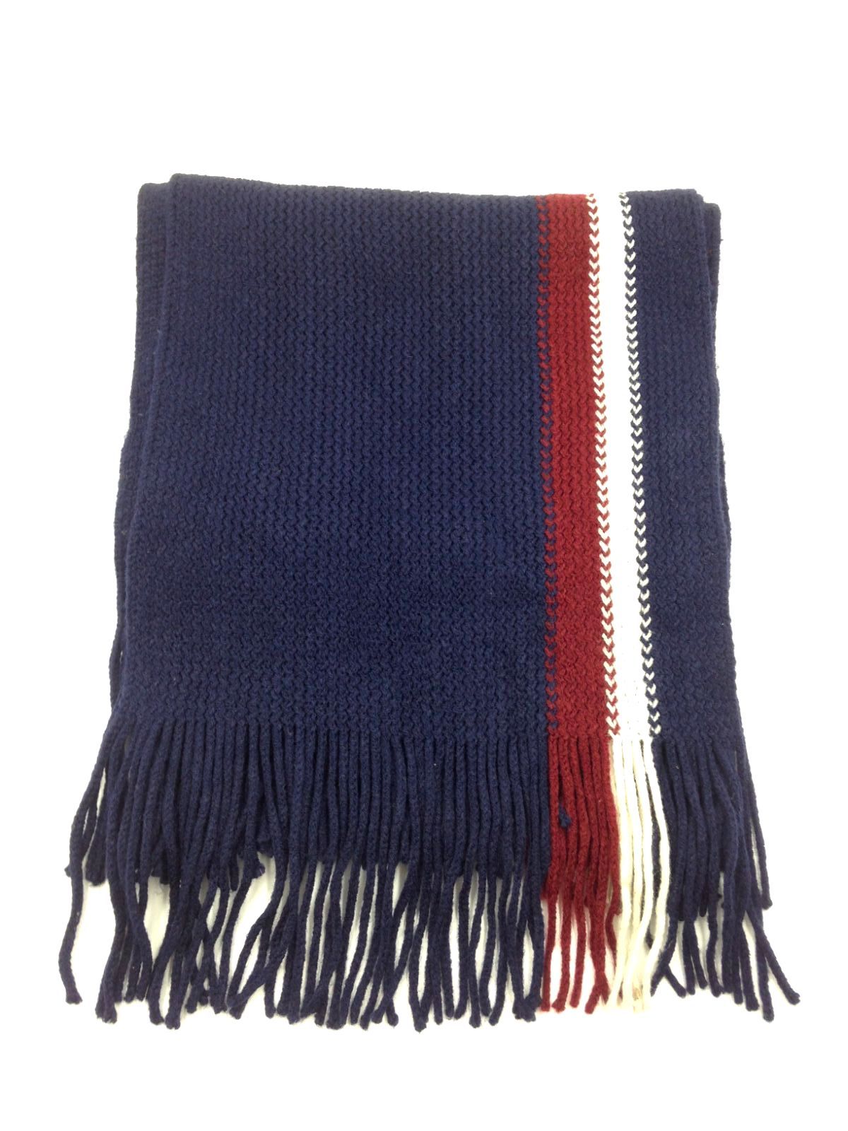 $120 Gelante Mens Blue Striped Warm Winter Acrylic Scarf Neck Muffler Wrap Shawl