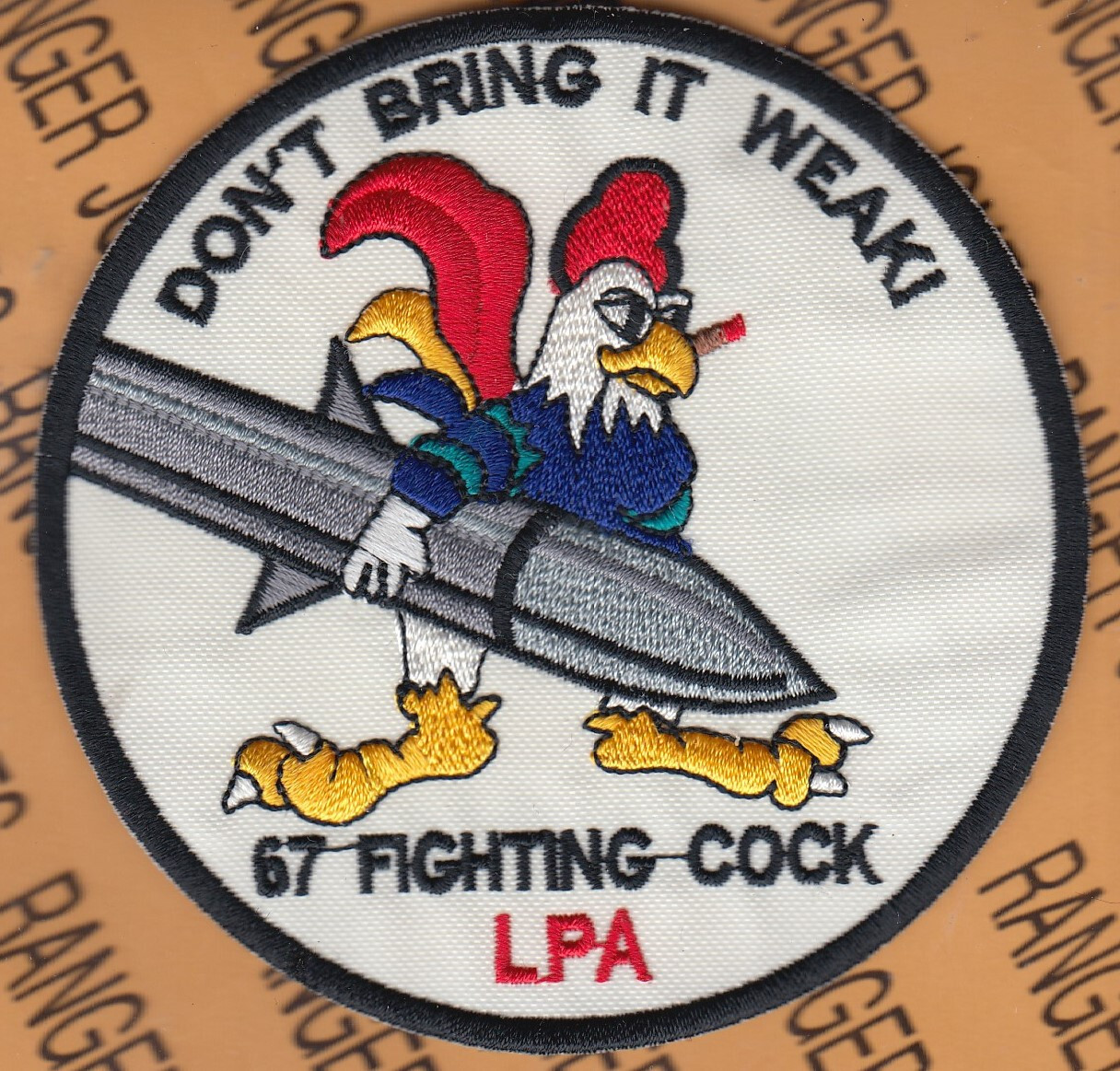 USAF Air Force 67th Fighter Sq FS Fighting Cock LPA 3.75" patch c/e