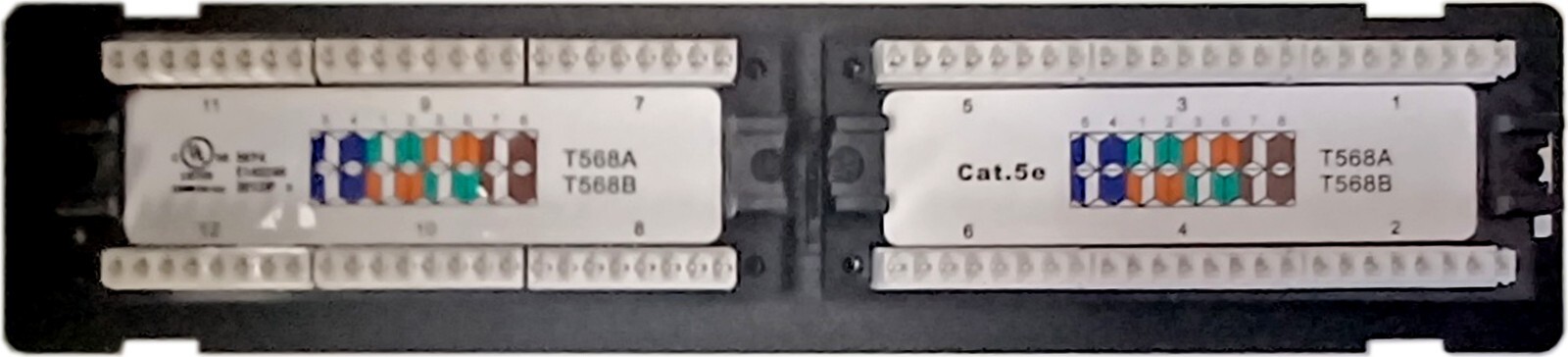 Patch Panel RJ45 8P8C 12-Port C5e B89 Bracket Vertical Wall Mount UL E145249