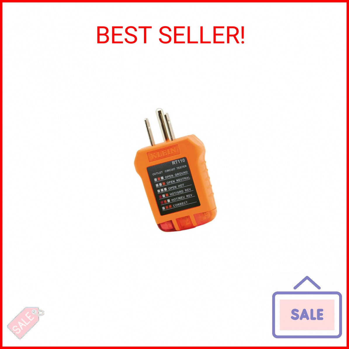 Klein Tools RT110 Outlet Tester, AC Electrical Receptacle Tester for North Ameri