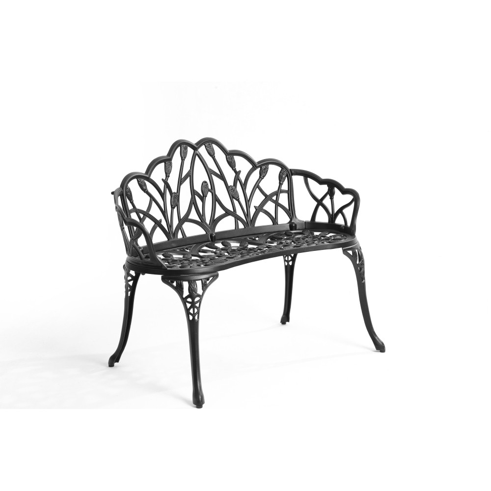 Patio Park Garden Outdoor Metal Bench 2-Person Cast Iron Lawn Porch Path Yard
