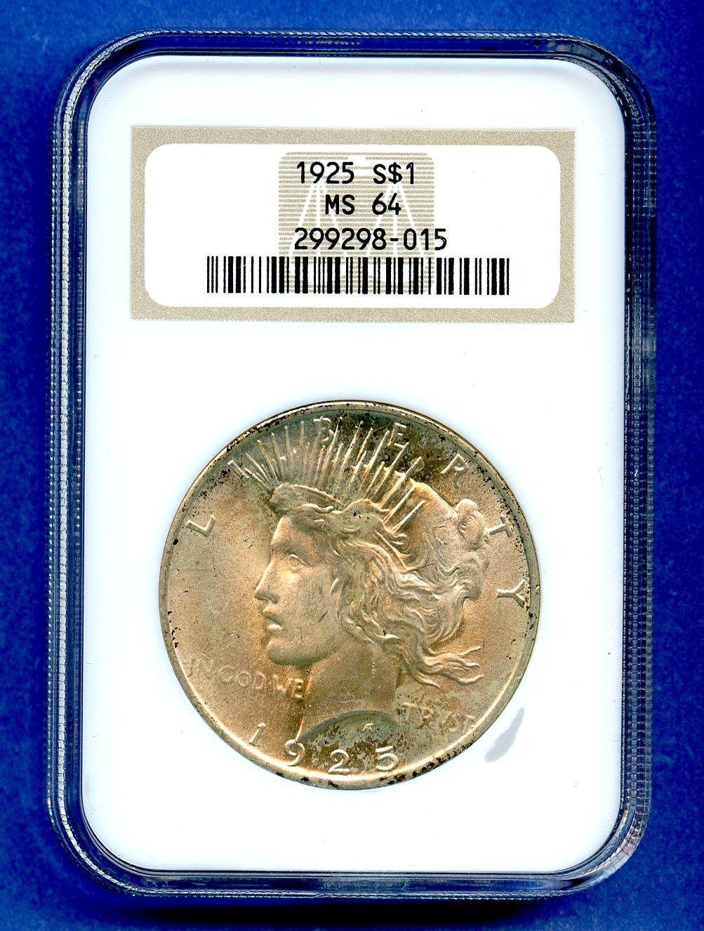 1925 P NGC MS64 Peace Silver Dollar $1 US Mint 1925-P MS-64 Old Fatty Holder